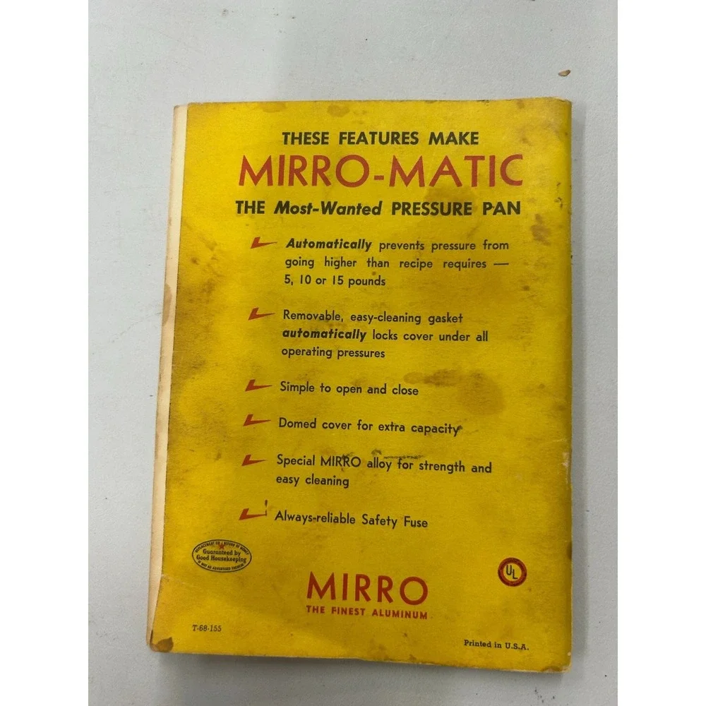 Mirro-Matic Pressure Pan Recipes‎ 1968 Vintage Cookbook Mirro Aluminum